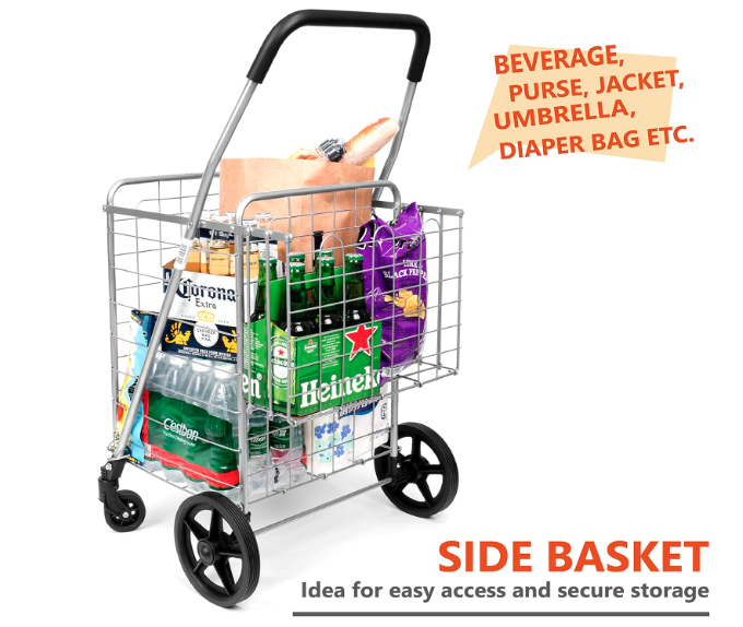 SUPENICE Grocery Utility Shopping Cart - Extra Basket
